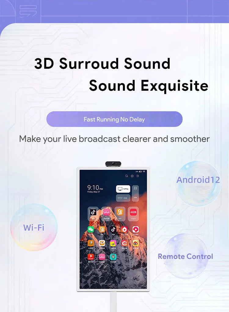 Amaboo New Arrival  Mobile Tv Portable Wifi Screen Projection Tv Usb Touchscreen Floor Standing Standby Me Tv