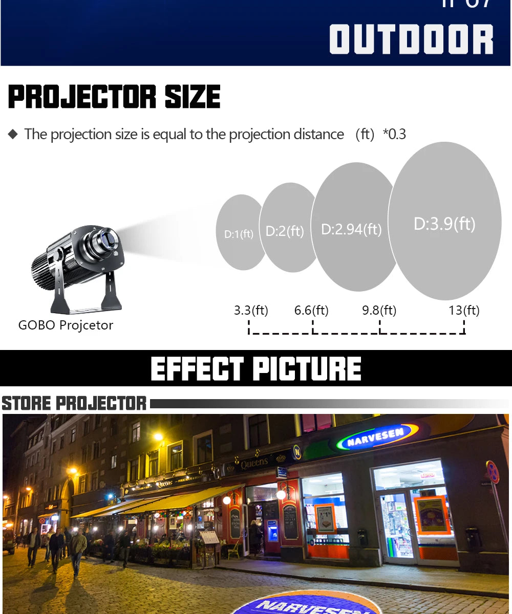 Custom Gobo Projector 150W Advertising Light Welcome Outdoor Waterproof IP67 System Image Rotation Led Logo Shop Entrance Floor