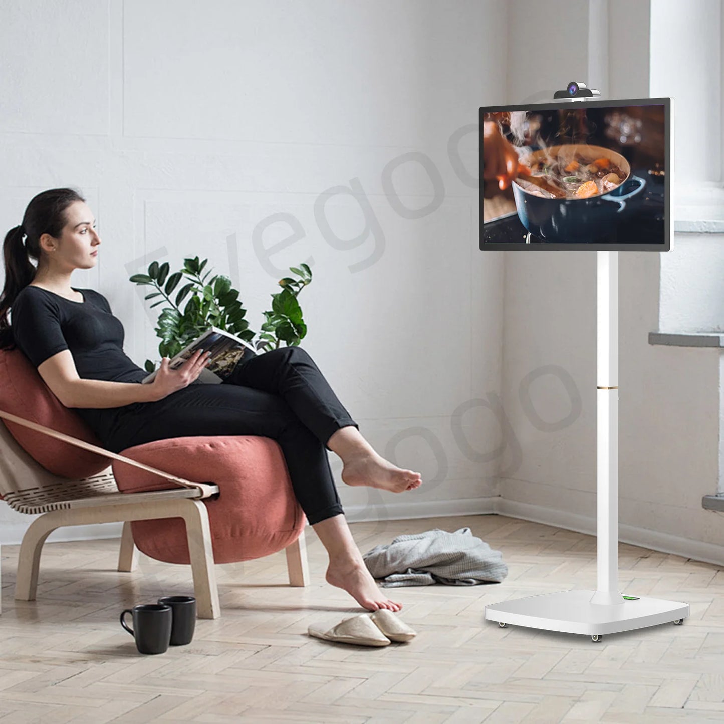 Portable TV Touch Screen 27in 32in Professional Stand Smart Display Tablet with Wheels Large Battery for Home Business