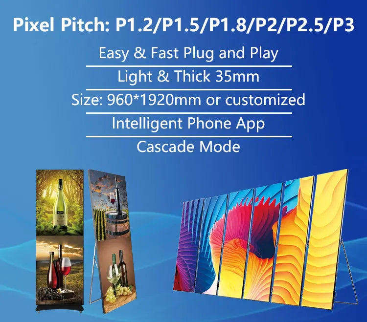 640x1920mm Led Poster Display Screen P1.8 P2 P2.5 Flooring Standing Smart Advertising LED Panel