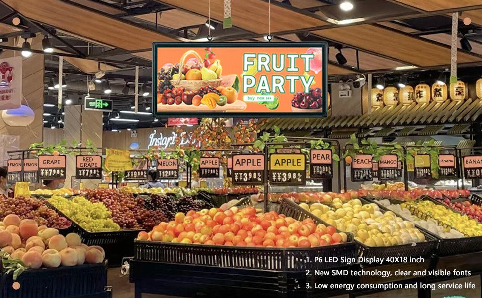 P6 Outdoor LED Sign Full Color 40'' x 18'' WiFi Scrolling LED Display With High Resolution High Brightness Programmable LED Sign