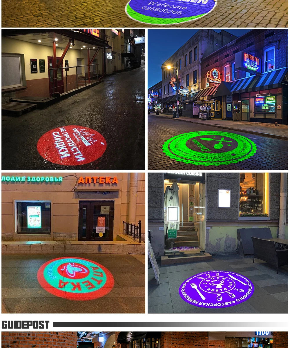 Custom Gobo Projector 150W Advertising Light Welcome Outdoor Waterproof IP67 System Image Rotation Led Logo Shop Entrance Floor