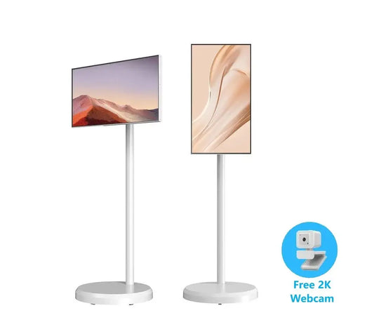 21.5 Inch StandbyME Android Touch Screen Tablet with Wheeled Stand DC & Battery Powered Media Displayer Yoga Fitness Smart TV