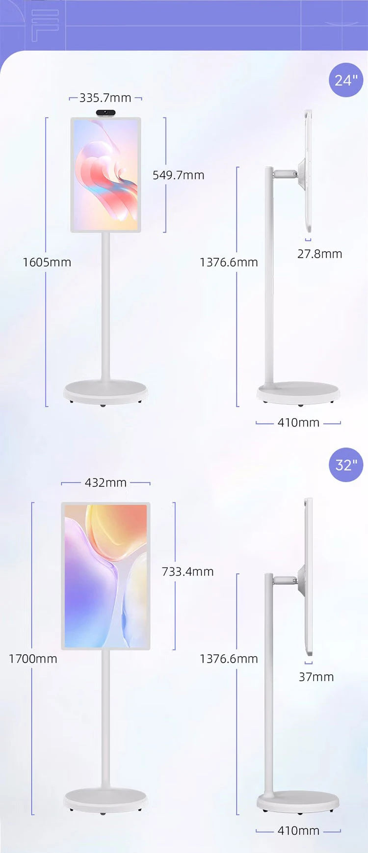 Amaboo New Arrival  Mobile Tv Portable Wifi Screen Projection Tv Usb Touchscreen Floor Standing Standby Me Tv