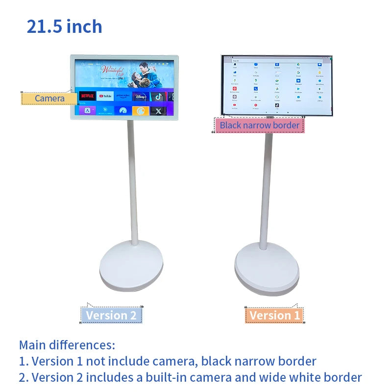21.5inch Wireless Smart Portable TV  Android 12 Touchscreen display With floor standing movable charging Stand