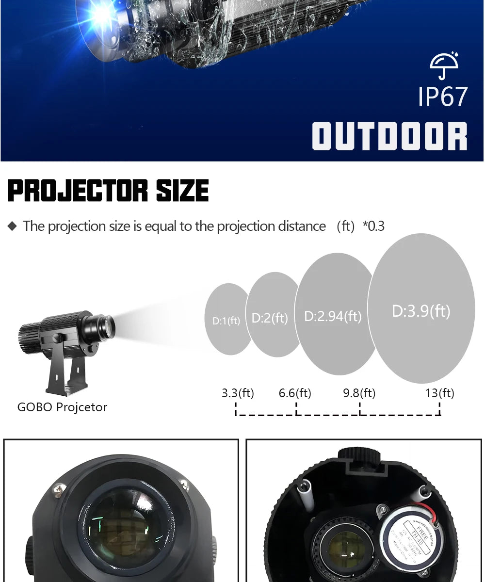 Moving Customed Gobo 35W Advertising Light Outdoor Waterproof IP67 Image Rotation Led Logo Projector Store Entrance Floor