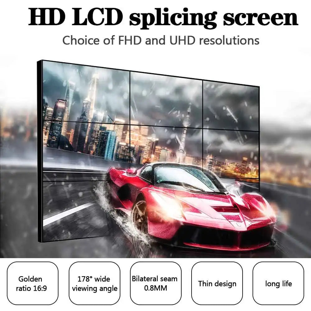 Seamless Lcd  Wall Ultra Narrow Bezel 2x2 3x3 Multi Splicing Screen Advertising Player Digital 4K Display for Displaying Video