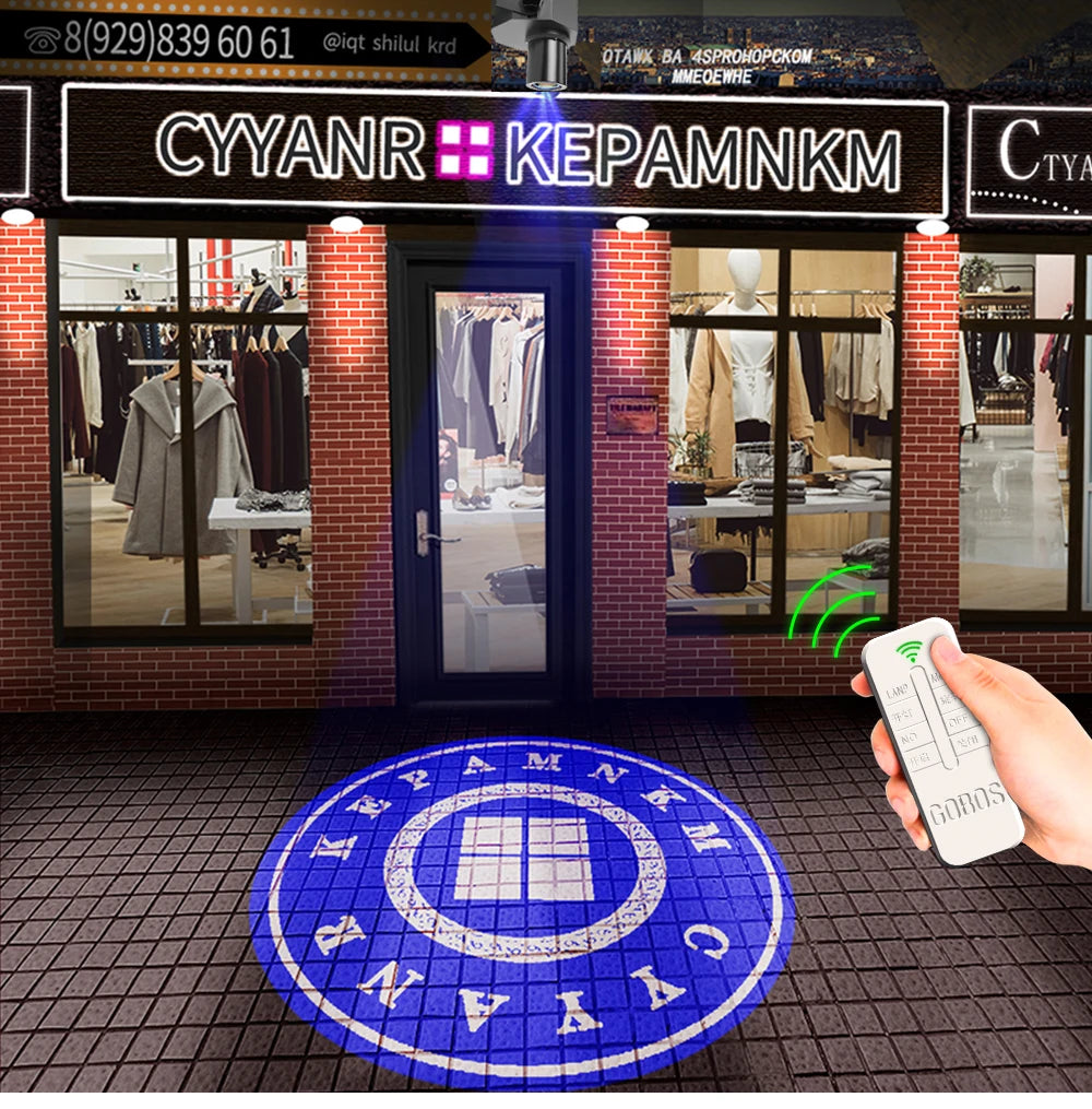 Custom Led Hd Indoor Door Head Projector Outdoor Waterproof Rotating Advertising Image Projection Lamp Gobo Logo Projector