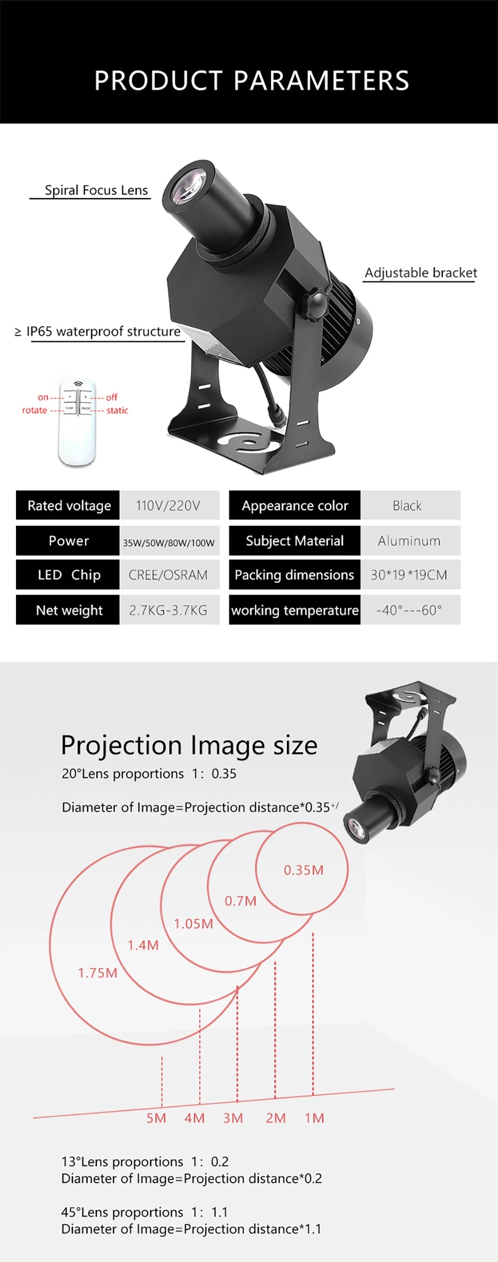 Advertising Gobo Projector Custom Logo Lights Outdoor LED Projector Ip67 Hd Rotating Customize Logo Projector Door Light Wedding