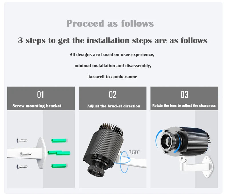 Custom Gobo Advertising Light Rersonnalisé Outdoor Waterproof IP67 Image Rotation  Led Logo Projector On Shop Entrance Floor