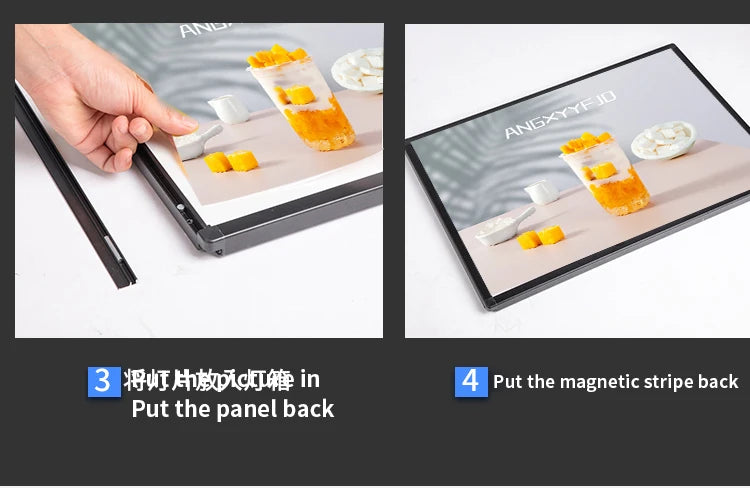 Slim Snap Frame LED Light Box Illuminated Poster Display LED Backlit Menu Board For Restaurant Cafe Shops Wall Mounted Billboard