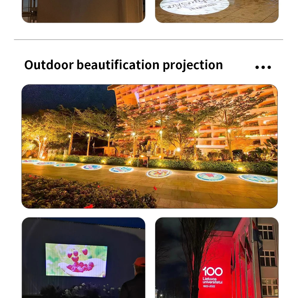 150W200W Led Ip65 Gobo Projector Light Outdoor Customized Logo Floor Projection Lamp Rotating CE Certification Source Factory