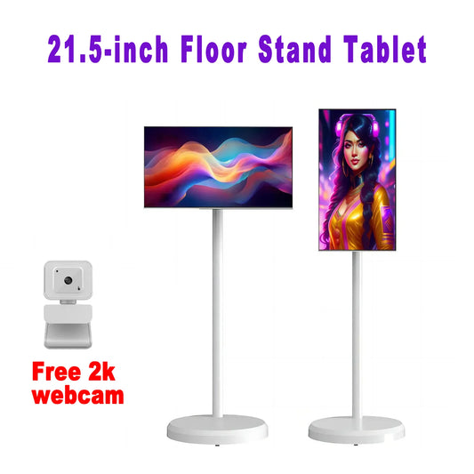 شاشة ذكية تعمل بنظام Android مقاس 21.5 بوصة مع حامل متحرك وطاقة بطارية وذاكرة 6 جيجا + 128 جيجا ووحدة المعالجة المركزية 8 النواة