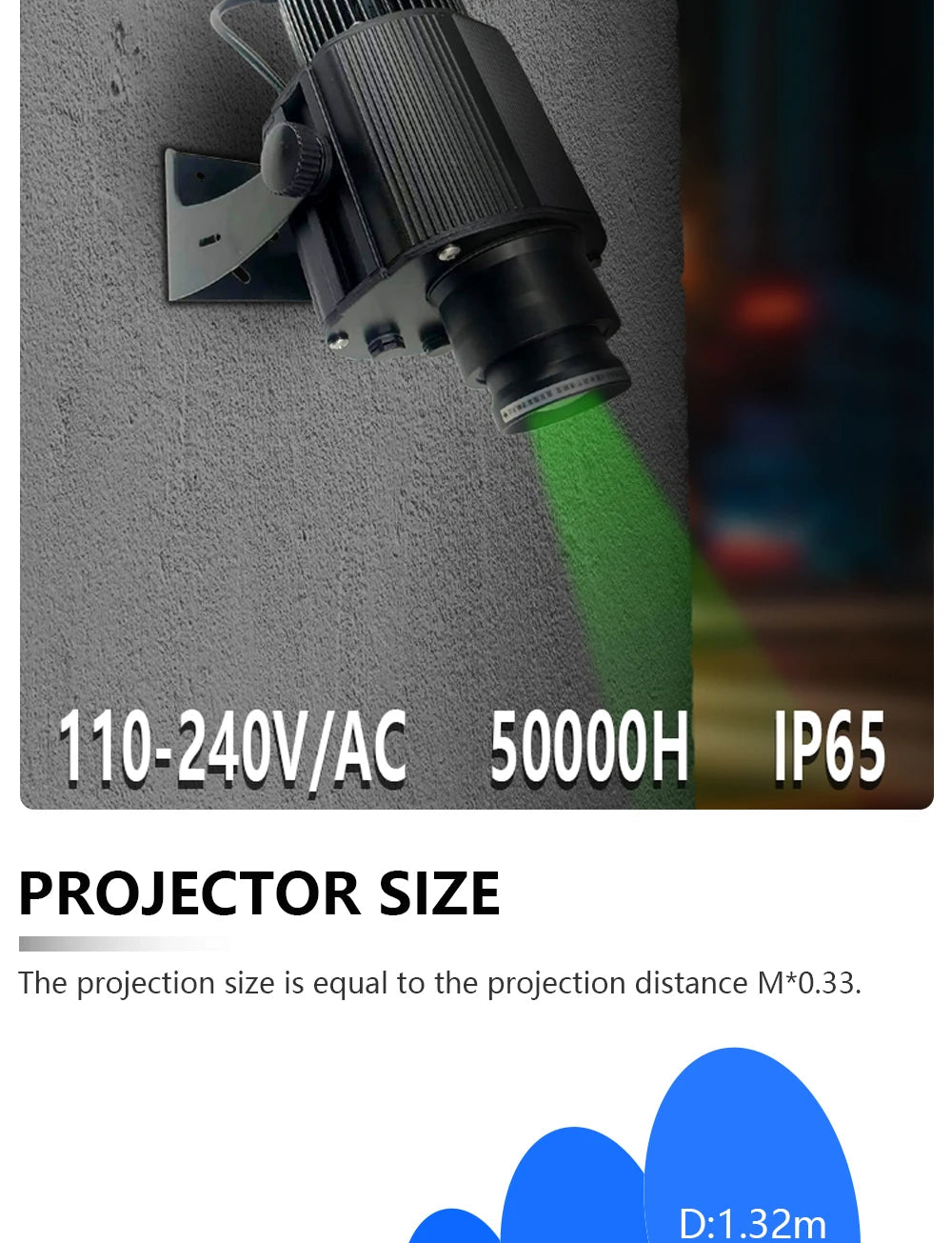 Custom Led HD Color Chang Indoor And Outdoor ip67 Waterproof Rotating Advertising Image Projection Lamp Gobo Logo Projector