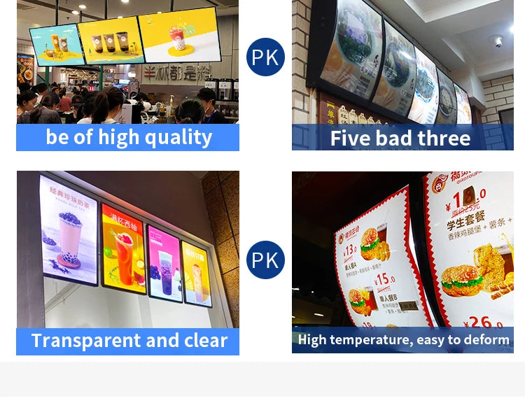 Slim Snap Frame LED Light Box Illuminated Poster Display LED Backlit Menu Board For Restaurant Cafe Shops Wall Mounted Billboard