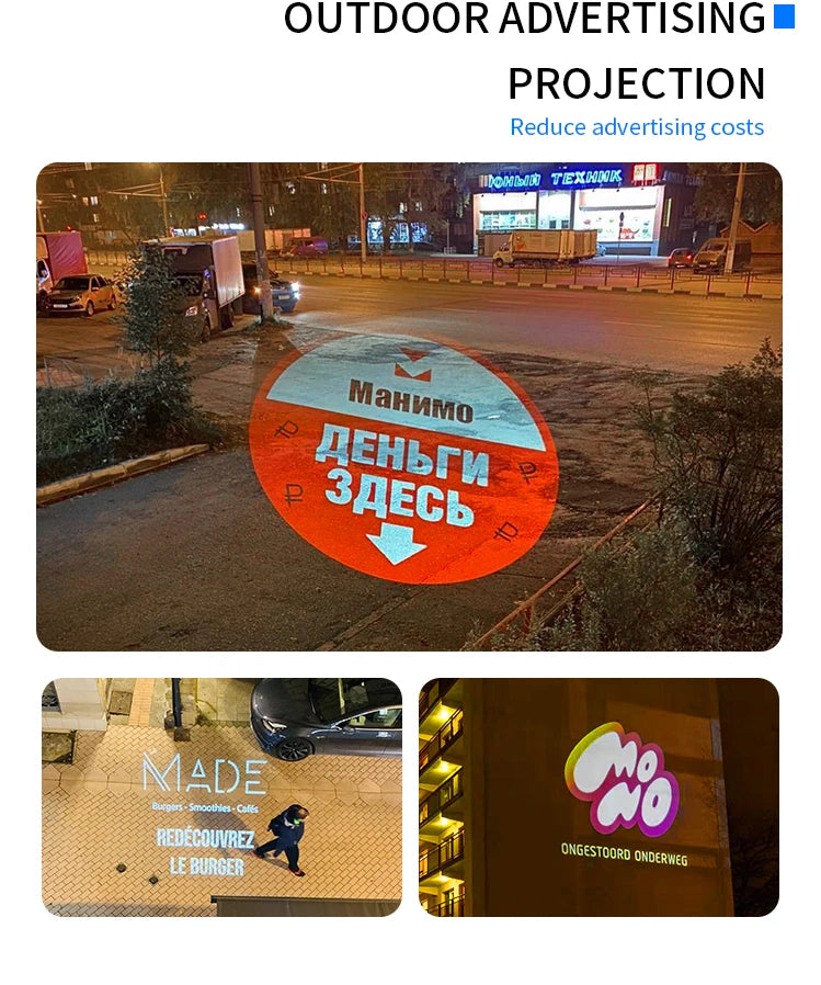 Hot Sale Led Hd Outdoor Ip67 Waterproof Image Projector Custom Gobo Rotary Or Static Advertising Logo Projector