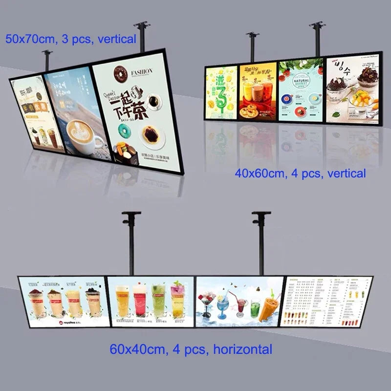 Ultra Slim Snap Frame LED Light Box Illuminated Poster Display LED Menu Board Advertising Screen For Restaurant Wall Billboards