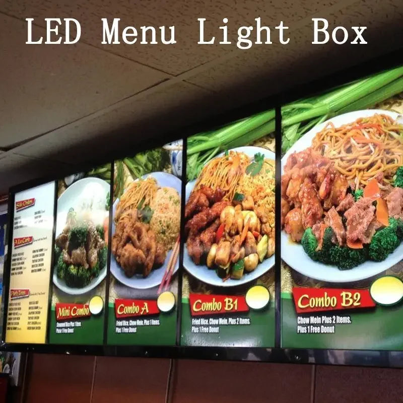 Ultra-thin Snap Frame LED Light Box, LED Menu Board, LED Advertising Poster Display Screen, Fast Food Restaurant Decorative Sign