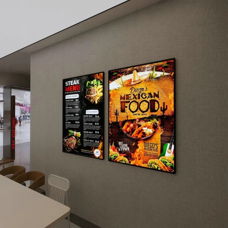A4 A3 A2 Slim LED Advertising Light Box Cafe Restaurants Menu Board Cinema Movie Poster Display Screen Tempered Glass Light Box