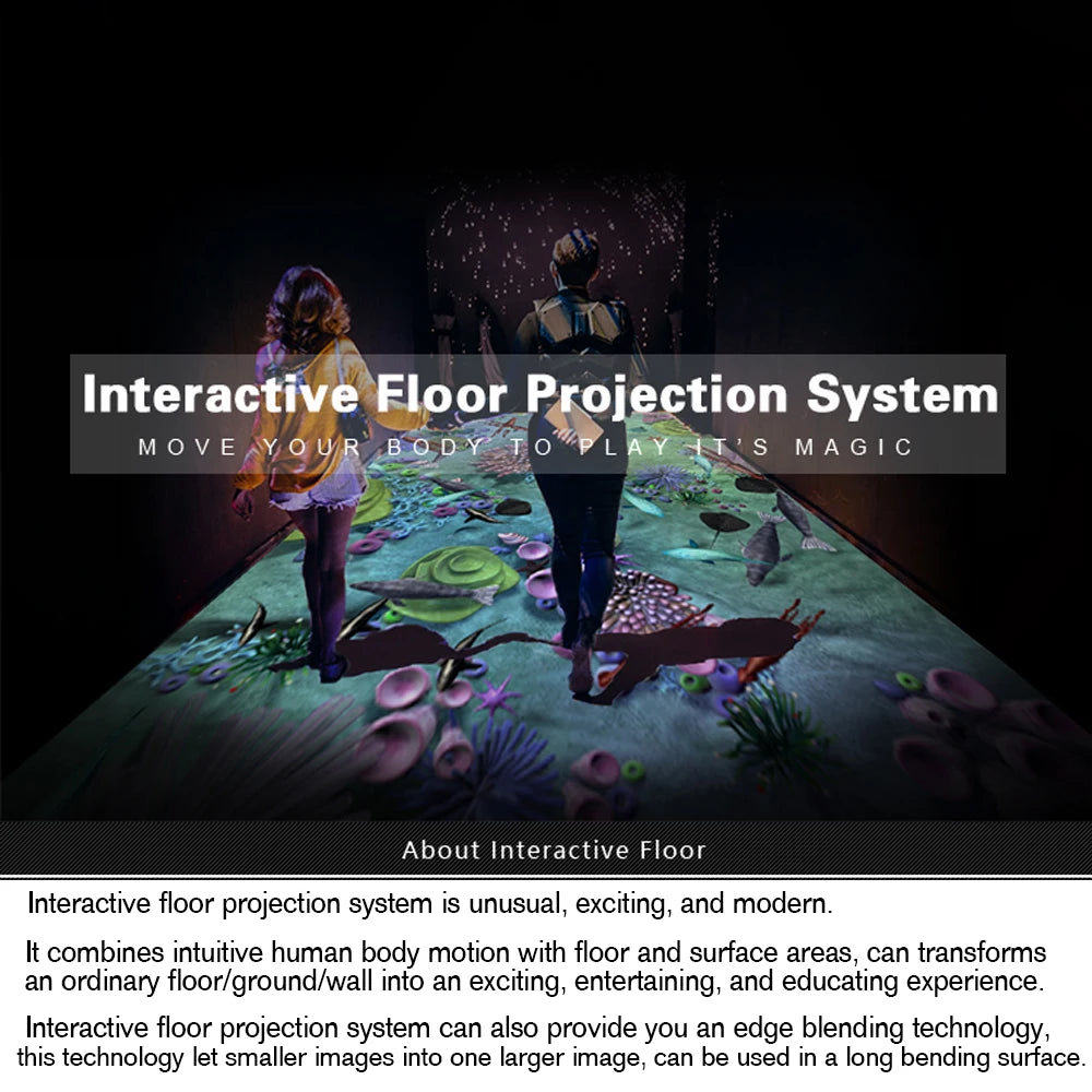 Magic Interactive Floor Projection Game System 28 Effect for Kids Amusement Center 3D Virtual Multiplayer 400Inches Touch Screen