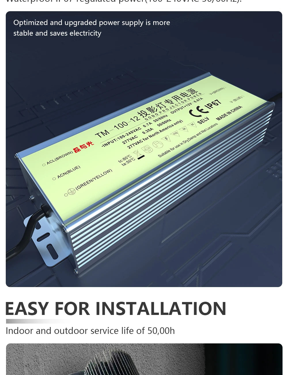 Custom Led HD Color Chang Indoor And Outdoor ip67 Waterproof Rotating Advertising Image Projection Lamp Gobo Logo Projector