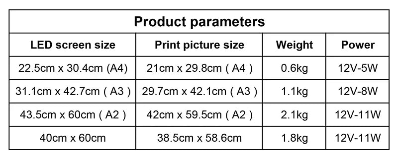 A4 A3 A2 Slim LED Advertising Light Box Cafe Restaurants Menu Board Cinema Movie Poster Display Screen Tempered Glass Light Box