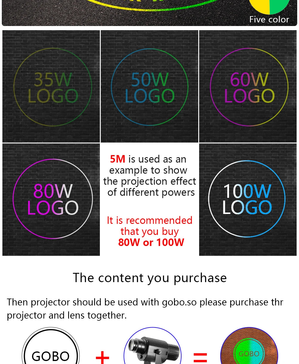 Custom Led HD Color Chang Indoor And Outdoor ip67 Waterproof Rotating Advertising Image Projection Lamp Gobo Logo Projector