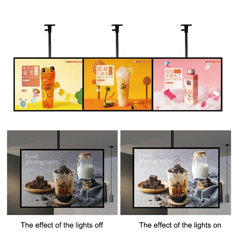 Ultra Slim Snap Frame LED Light Box Illuminated Poster Display LED Menu Board Advertising Screen For Restaurant Wall Billboards