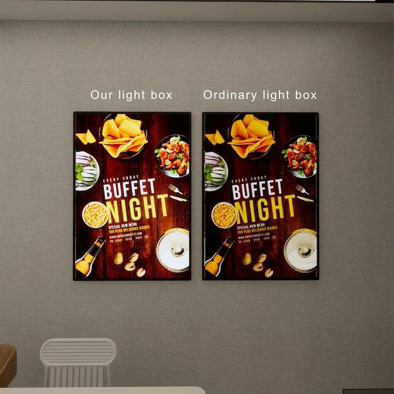 A4 A3 A2 Slim LED Advertising Light Box Cafe Restaurants Menu Board Cinema Movie Poster Display Screen Tempered Glass Light Box