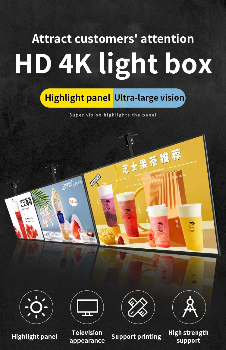 LED Slim Snap Frame Light Box Illuminated Poster Display LED Backlit Menu Board For Restaurant Cafe Shops Wall Mounted Billboard