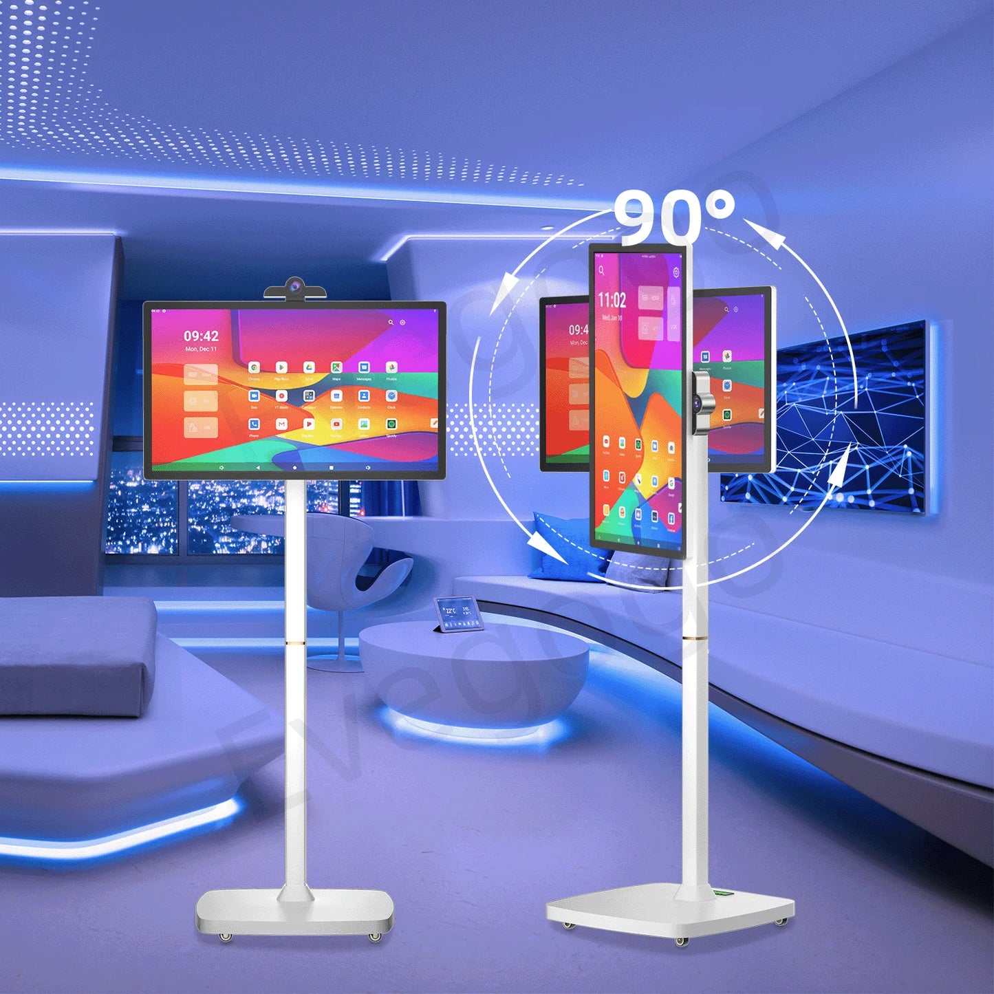 Portable TV Touch Screen 27in 32in Professional Stand Smart Display Tablet with Wheels Large Battery for Home Business