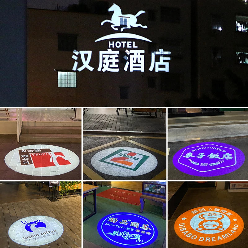 Outdoor Waterproof Laser Custom Logo Projection Indoor Door Floor Rotate Gobo Projector 50w Led Elevator Advertising Light