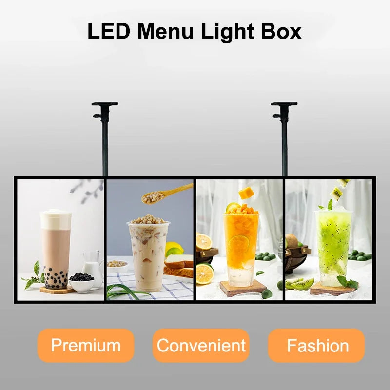 Ultra-thin Snap Frame LED Light Box, LED Menu Board, LED Advertising Poster Display Screen, Fast Food Restaurant Decorative Sign