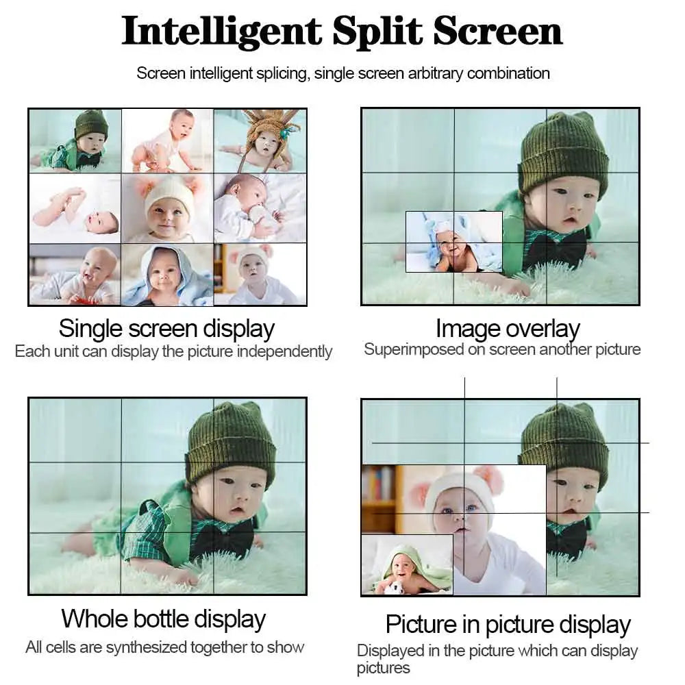 Seamless Lcd  Wall Ultra Narrow Bezel 2x2 3x3 Multi Splicing Screen Advertising Player Digital 4K Display for Displaying Video