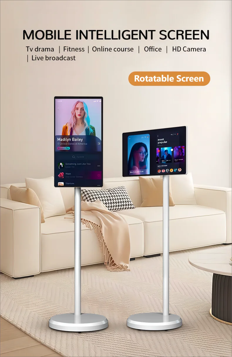 Free Shipping 22 Inch Screen Floor Stand Tablet Android 12 Slim Touch Display Large Battery Inbuilt Rotatable Movable Smart TV