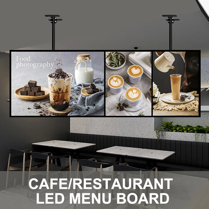 Ultra-thin Snap Frame LED Light Box, LED Menu Board, LED Advertising Poster Display Screen, Fast Food Restaurant Decorative Sign