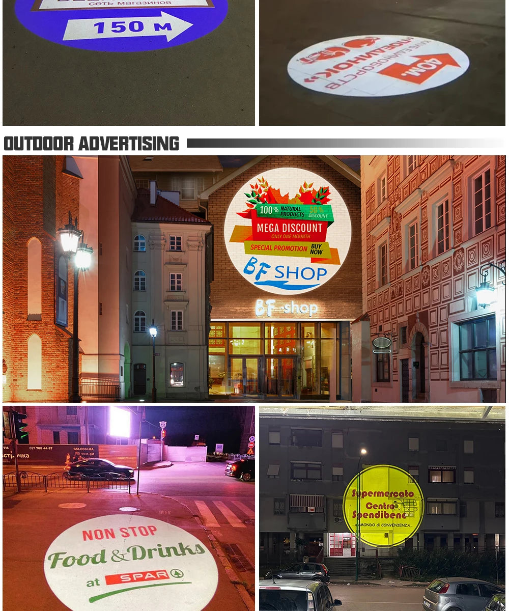 Moving Customed Gobo 35W Advertising Light Outdoor Waterproof IP67 Image Rotation Led Logo Projector Store Entrance Floor