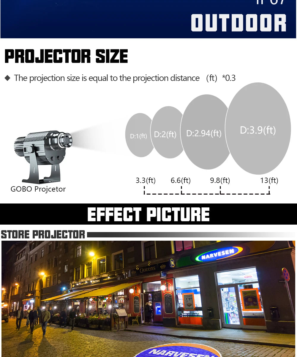 Customed Gobo Projector 120W Advertising Light  Outdoor Hotel Waterproof IP67 Image Rotation Led Logo Do Shop Entrance Floor