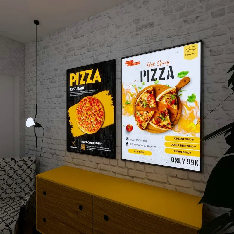 A4 A3 A2 Slim LED Advertising Light Box Cafe Restaurants Menu Board Cinema Movie Poster Display Screen Tempered Glass Light Box