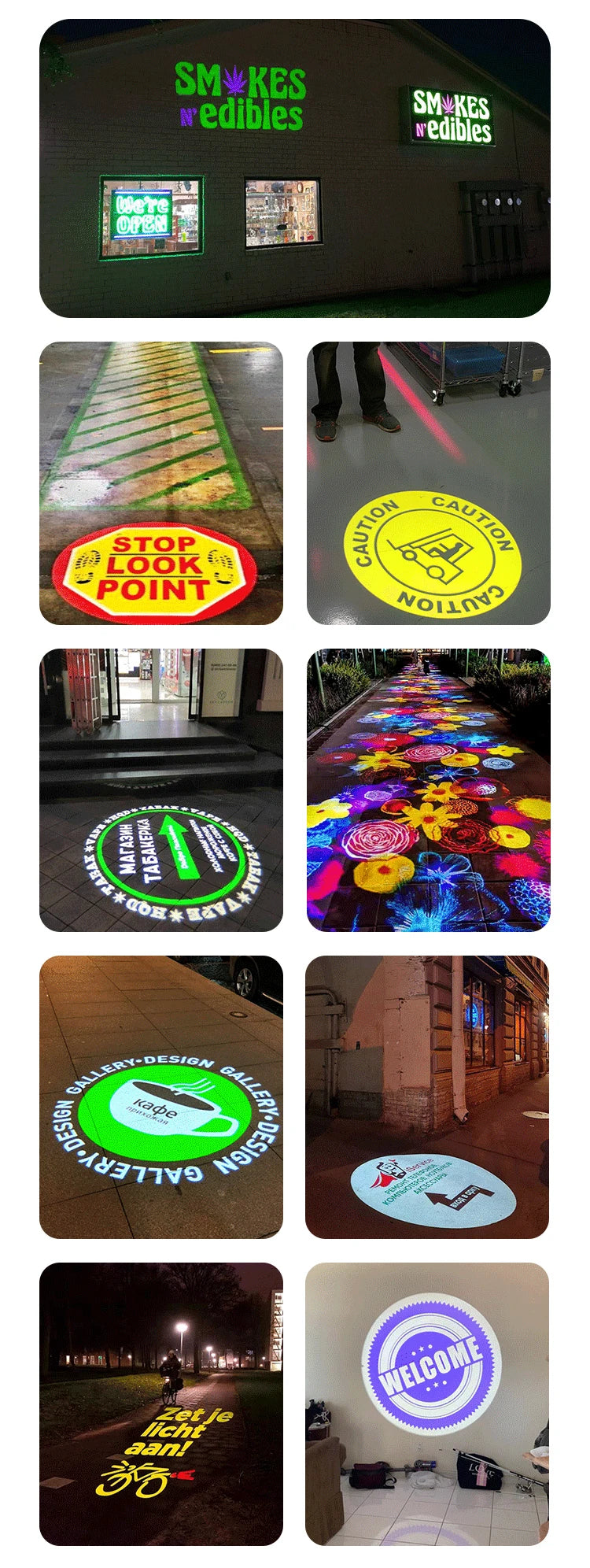 Waterproof Outdoor Gobo Projection Lamp Customized Advertising Image Led Door Head Static Logo Projector