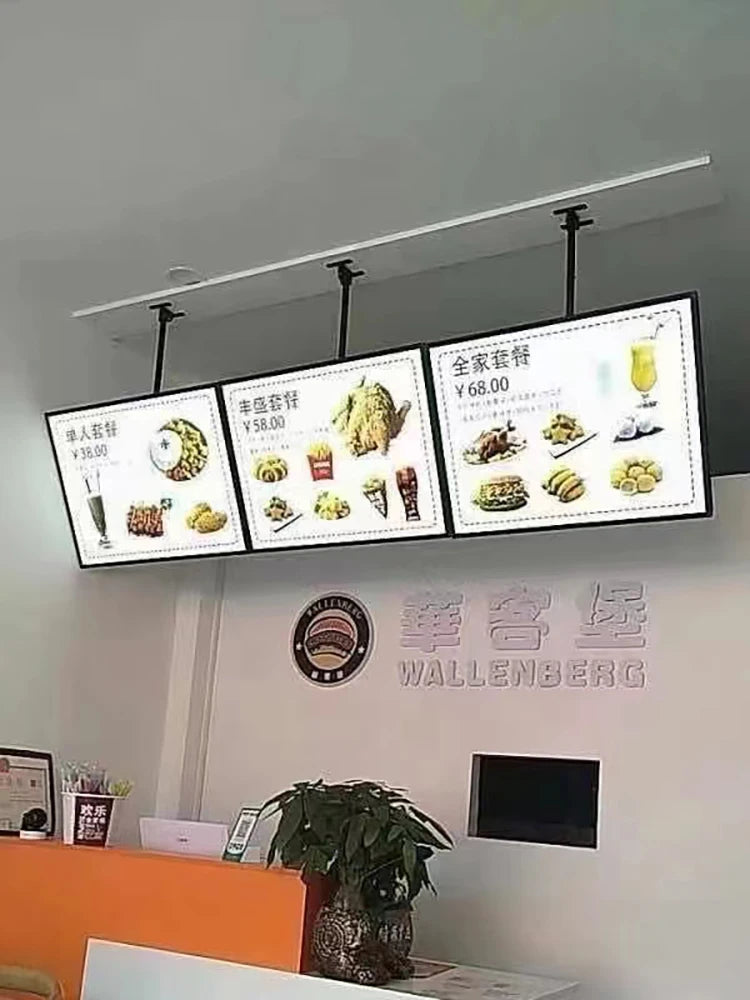 LED Slim Snap Frame Light Box Illuminated Poster Display LED Backlit Menu Board For Restaurant Cafe Shops Wall Mounted Billboard