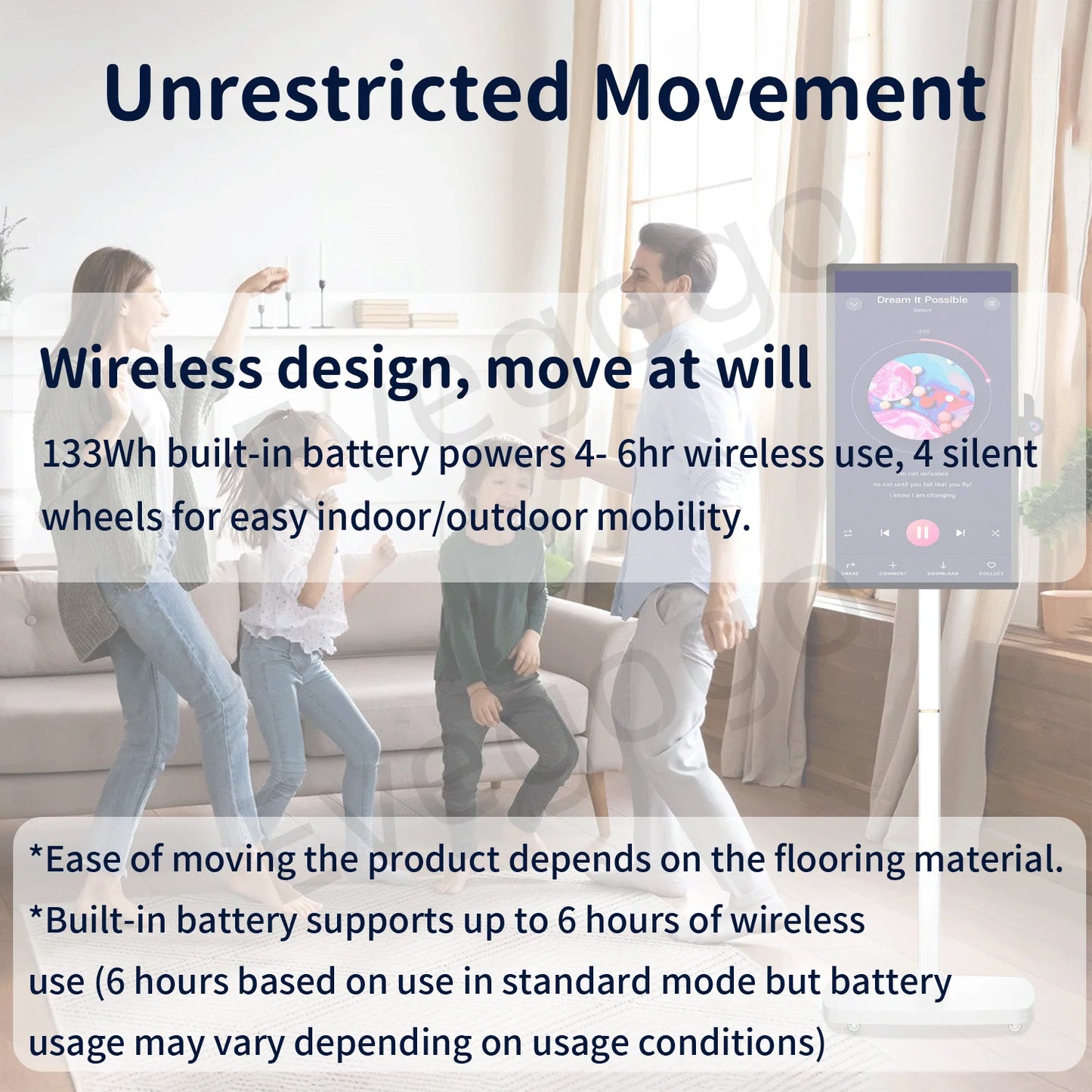 Portable TV Touch Screen 27in 32in Professional Stand Smart Display Tablet with Wheels Large Battery for Home Business