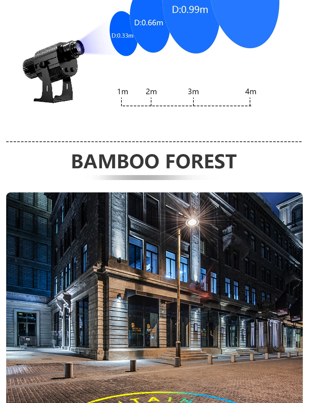 Custom Led HD Color Chang Indoor And Outdoor ip67 Waterproof Rotating Advertising Image Projection Lamp Gobo Logo Projector