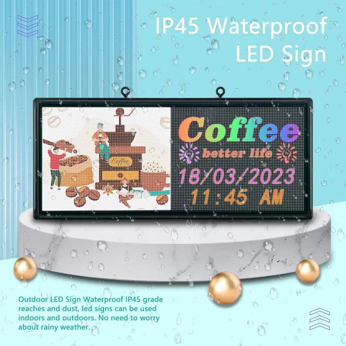 P6 Outdoor LED Sign Full Color 40'' x 18'' WiFi Scrolling LED Display With High Resolution High Brightness Programmable LED Sign