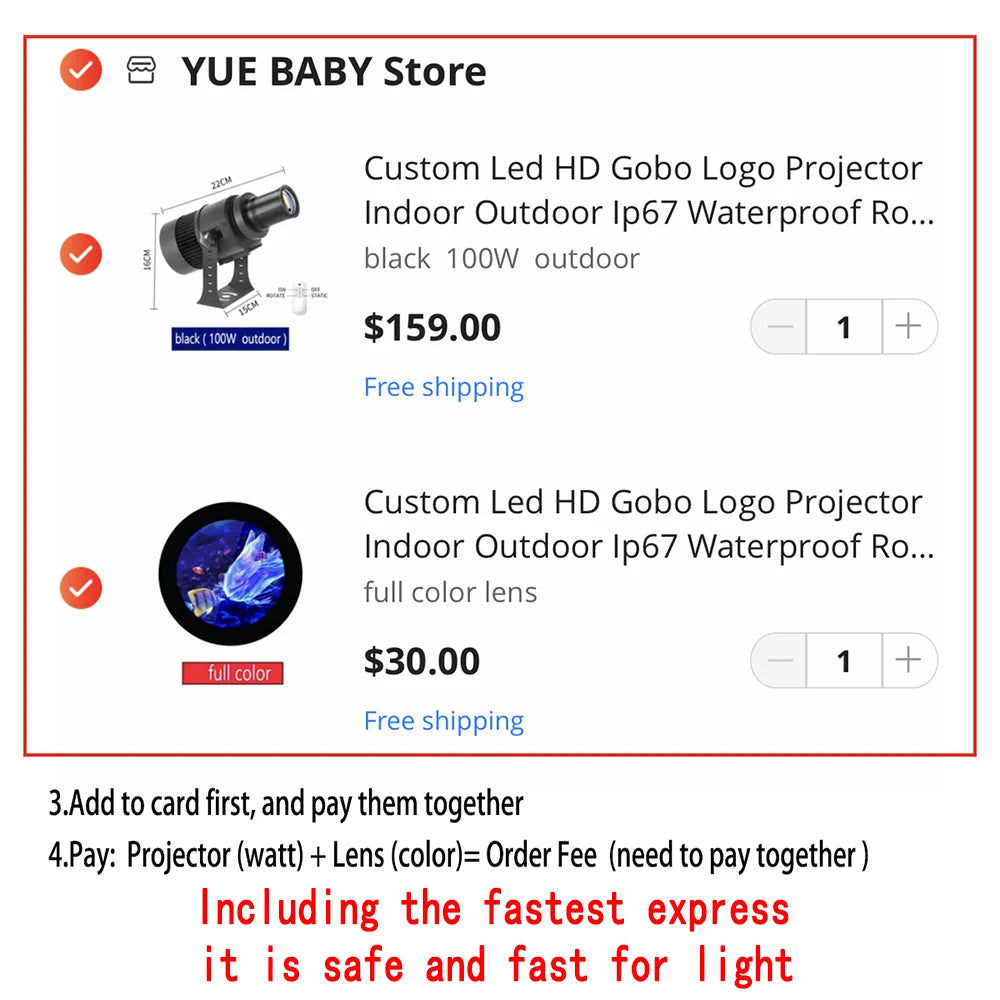 Custom Led HD Gobo Logo Projector Indoor Outdoor Ip67 Waterproof Rotating Advertising Image Projection Light For Floor Wedding