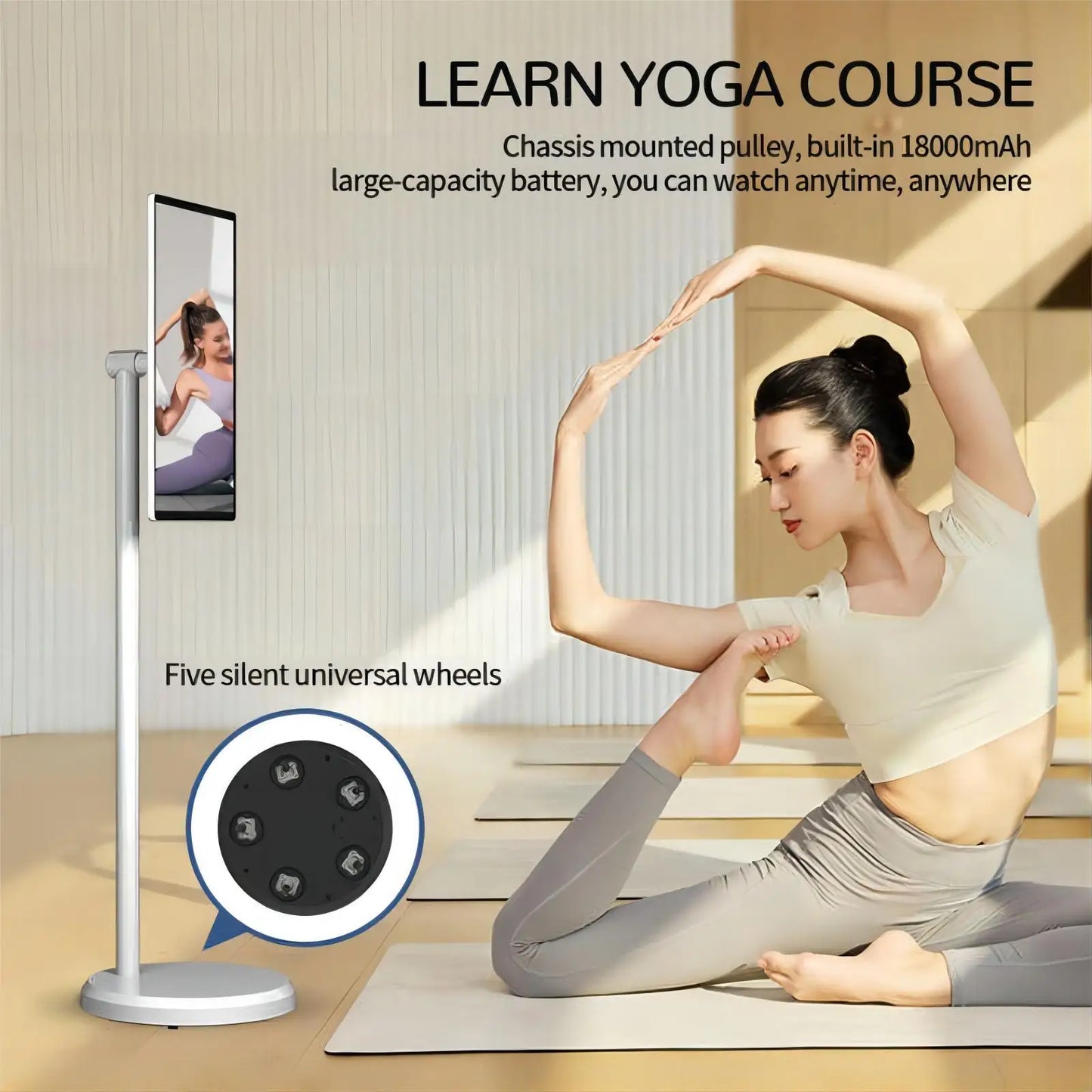 Free Shipping 22 Inch Screen Floor Stand Tablet Android 12 Slim Touch Display Large Battery Inbuilt Rotatable Movable Smart TV