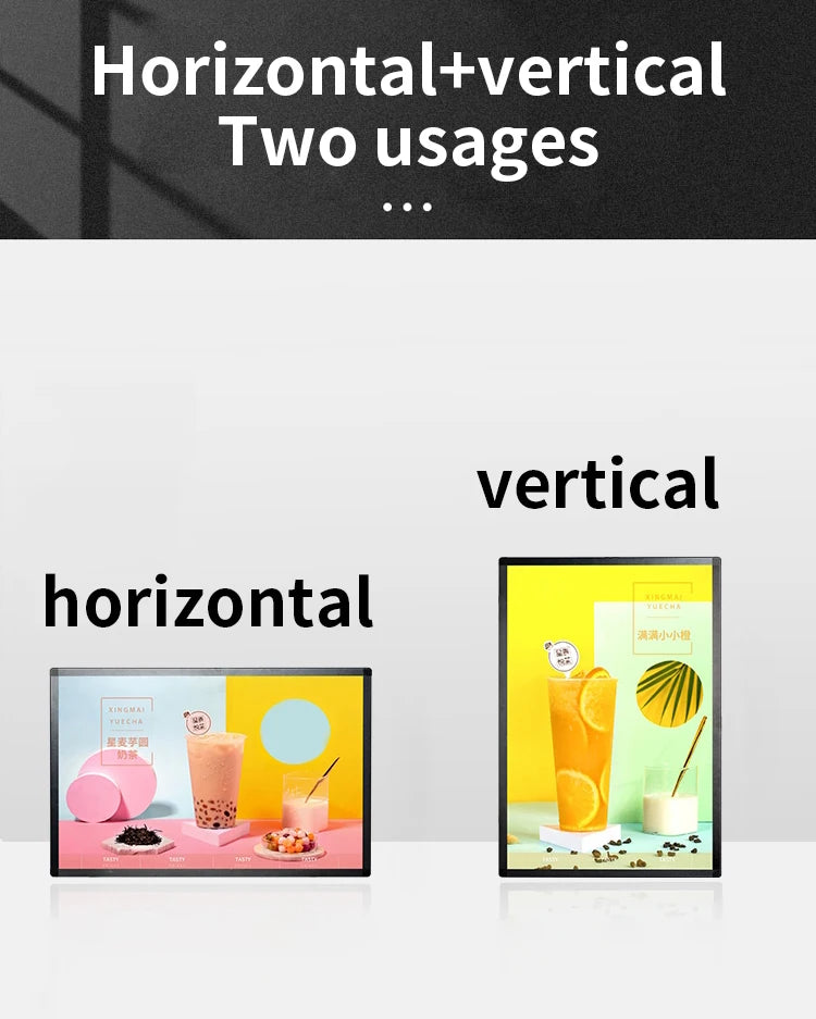 LED Slim Snap Frame Light Box Illuminated Poster Display LED Backlit Menu Board For Restaurant Cafe Shops Wall Mounted Billboard