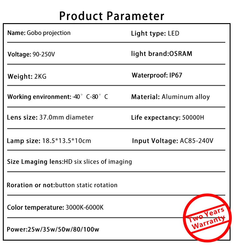 50W100W Outdoor Waterproof Gobo Projector Rotation Image Custom Hd Advertising Led Logo Projector Light