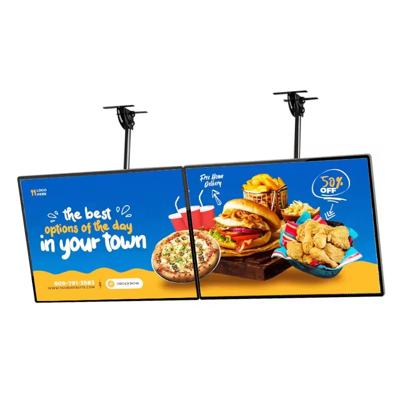 Ultra-thin LED Advertising Light Box Tempered Glass Screen Restaurant LED Menu Boards Lighted Poster Display Hanging Billboards