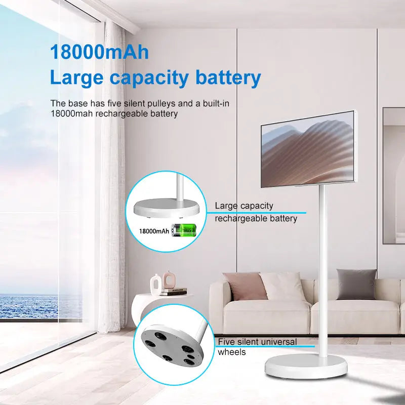 Free Shipping 22 Inch Screen Floor Stand Tablet Android 12 Slim Touch Display Large Battery Inbuilt Rotatable Movable Smart TV